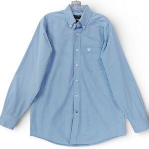 Ariat Pro Series Button Down Shirt Mens Medium Blue Plaid Western Performance